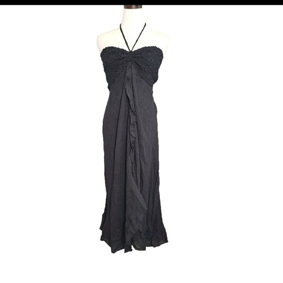 New Raviya Swimsuit Bikini Black Beach Simple Cover Up  Halter Dress Plus Sz 1X - Picture 1 of 12